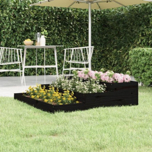 Donica czarna 107x107x27cm lite drewno sosnowe