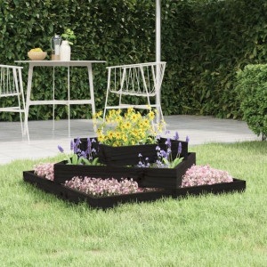Donica czarna 83x83x27cm lite drewno sosnowe
