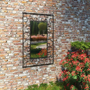 Lustro ścienne do ogrodu prostokątne 50x80cm czarne