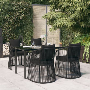 Zestaw ogrodowy 5-cz. poduszki czarny rattan PVC