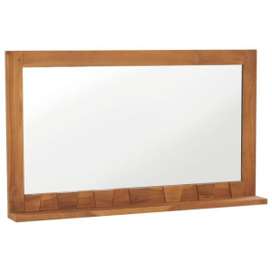 Lustro ścienne z półką 100x12x60cm lite drewno tekowe