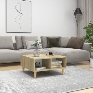 Stolik kawowy biel dąb 60x60x30cm płyta wiórowa
