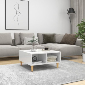 Stolik kawowy biały połysk 60x60x30cm płyta wiórowa
