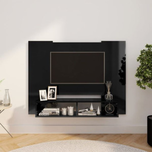 Szafka RTV wisząca czarna połysk 120x23.5x90cm