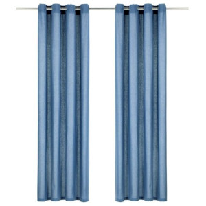 Zasłony metalowe kółka 2 szt. bawełna 140x245cm niebieskie