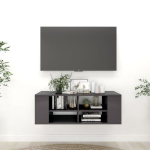 Szafka RTV wisząca szara połysk 102x35x35cm