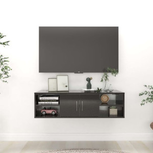 Półka ścienna połysk czarna 102x30x29cm płyta