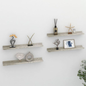 Półki ścienne 4 szt. szary beton 60x9x3cm