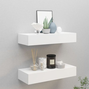 Półki ścienne z szufladą 2 szt. białe 60x23.5x10cm MDF