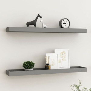 Półki ścienne Loggia 2 szt. szare 80x15x4cm MDF