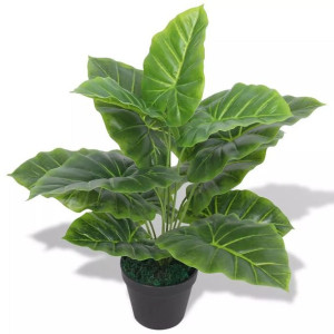 Sztuczna kolokazja jadalna (taro) z doniczką 45cm zielona