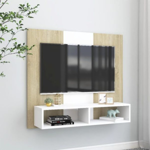 Szafka RTV wisząca biel dąb 102x23.5x90cm płyta