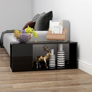 Szafka RTV czarna połysk 80x24x32cm płyta wiórowa