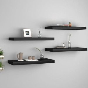 Półki ścienne 4 szt. czarne 60x23.5x3.8cm MDF