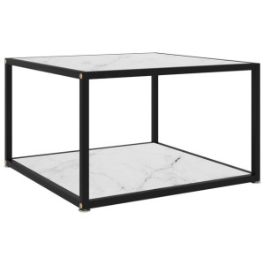 Stolik kawowy biały 60x60x35cm szkło hartowane