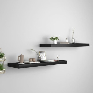 Półki ścienne 2 szt. czarne 80x23.5x3.8cm MDF