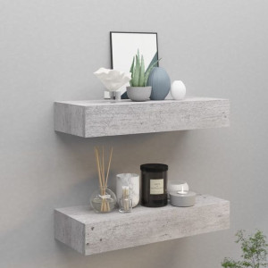 Półki z szufladą 2 szt. szare 60x23.5x10cm MDF