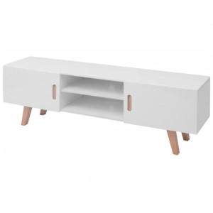 Szafka RTV MDF 150x35x48.5cm połysk biała