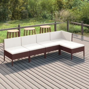Zestaw do ogrodu 5-cz. poduszki rattan PE brąz