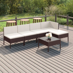 Zestaw do ogrodu 6-cz. poduszki rattan PE brąz