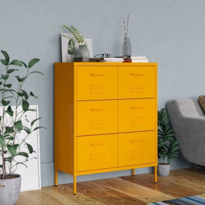 Szafka z szufladami musztardowa 80x35x101cm stalowa