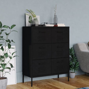 Szafka z szufladami czarna 80x35x101cm stalowa