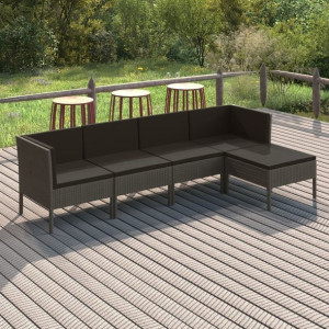 Zestaw do ogrodu 5-cz. poduszki rattan PE szary