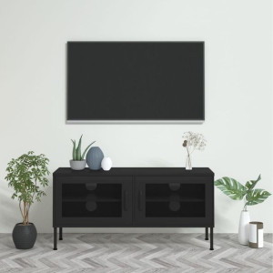 Szafka RTV czarna 105x35x50cm stalowa