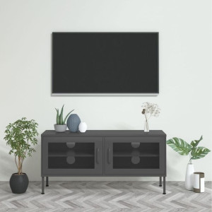 Szafka RTV antracytowa 105x35x50cm stalowa