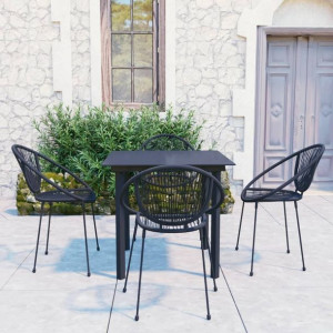 Zestaw ogrodowy 5-cz. rattan PVC czarny