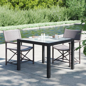 Stół 90x90x75cm szkło i rattan PE czarny