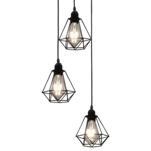 Lampa sufitowa diamentowe klosze czarna 3 żarówki E27