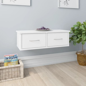 Półka ścienna z szufladami biała 60x26x18.5cm płyta wiórowa