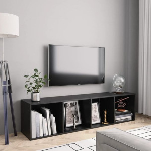 Regał na książki/szafka TV czarny 143x30x36cm
