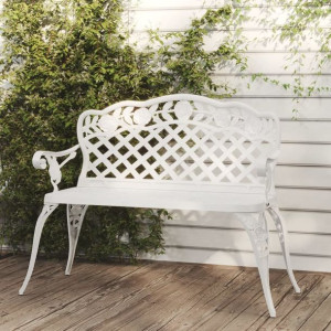 Ławka 108cm odlewane aluminium biała