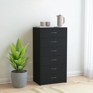 Komoda z 6 szufladami czarna 50x34x96cm płyta wiórowa