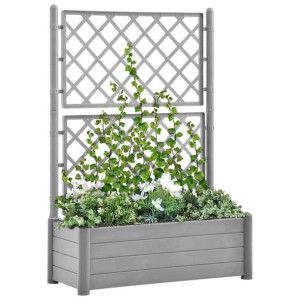 Skrzynia na rośliny z trejażem 100x43x142cm PP szara