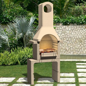 Grill betonowy z kominem na węgiel drzewny