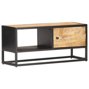 Szafka RTV z drzwiczkami 90x30x40cm surowe drewno mango