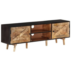 Szafka RTV 140x30x46cm surowe drewno mango i akacjowe