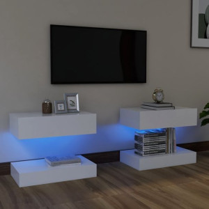 Szafki RTV z LED 2 szt. białe 60x35cm