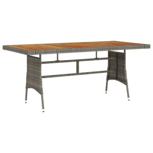 Stół szary 160x70x72cm rattan PE i drewno akacjowe