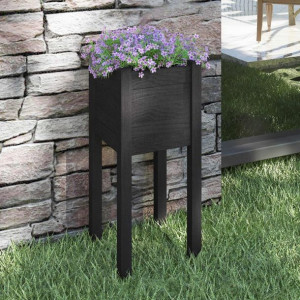 Donica ogrodowa czarna 31x31x70cm lite drewno sosnowe