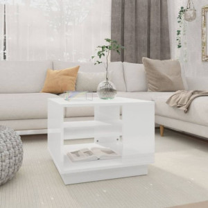 Stolik kawowy biały połysk 55x55x43cm płyta wiórowa