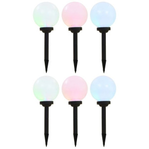 Lampy solarne 6 szt. LED kuliste 20cm RGB