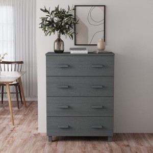 Komoda ciemnoszara 79x40x103.5cm drewno sosnowe