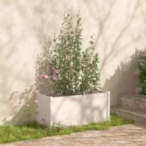 Donica ogrodowa biała 100x50x50cm drewno