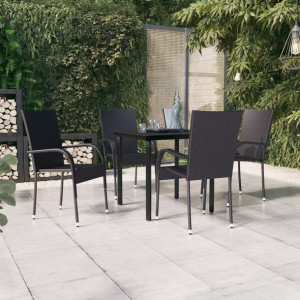 Zestaw ogrodowy 5-cz. czarny rattan PE