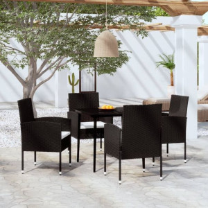 Zestaw ogrodowy 5-cz. czarny rattan PE