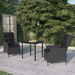 Zestaw bistro 3-cz. do ogrodu ciemnoszary rattan PE